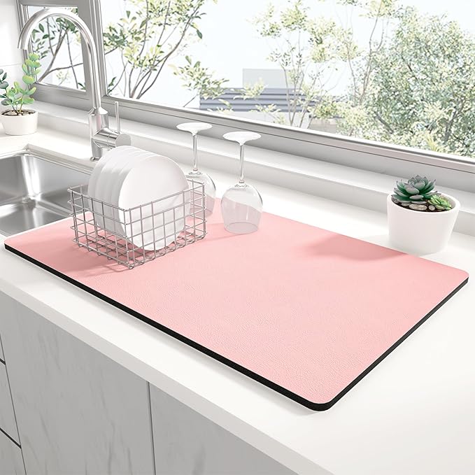 Rnivvi Dish Drying Mat for Kitchen Counter, 12 x 19" Super Absorbent Drainer