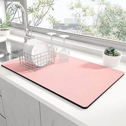 Rnivvi Dish Drying Mat for Kitchen Counter, 12 x 19" Super Absorbent Drainer