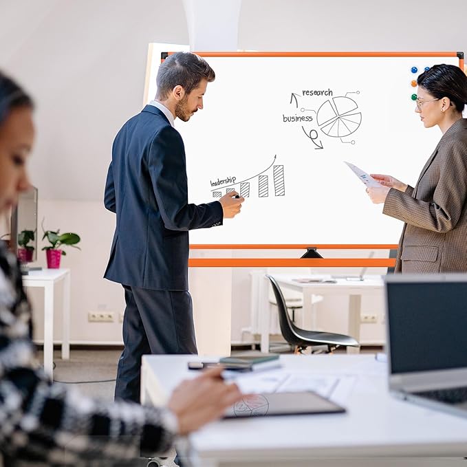 Whiteboard on Wheels, 48x32 Inches Mobile Whiteboard, Rolling Dry Erase Board