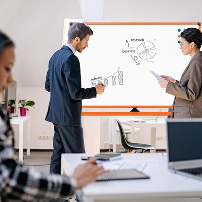 Whiteboard on Wheels, 48x32 Inches Mobile Whiteboard, Rolling Dry Erase Board