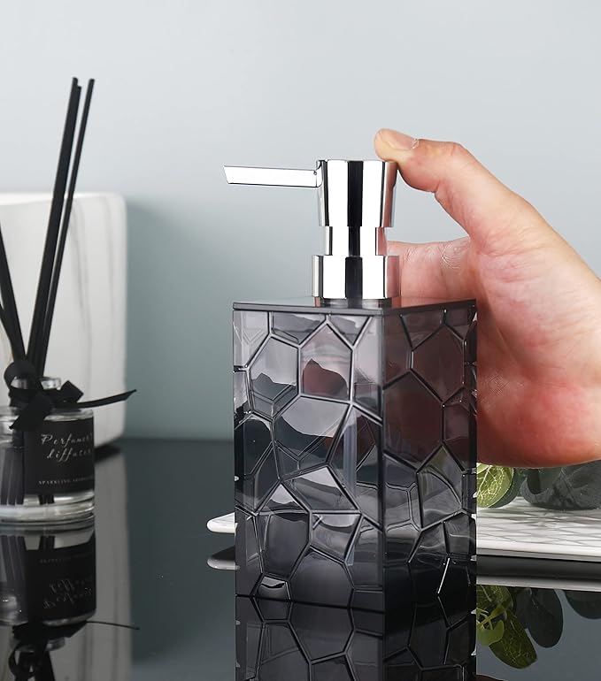 2 Pack Clear Grey Rust Proof Soap Dispenser, Acrylic Plastic Hand Soap Lotion