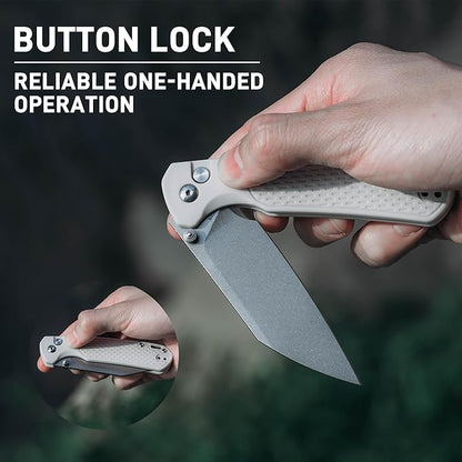 CJRB Pyrite-Light Pocket Knife for Men, 3.34'' S90V Steel Blade EDC Knife with Pocket Clip for Camping Hiking(J1945G)
