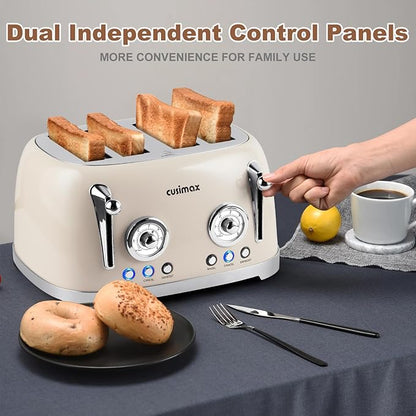 CUSIMAX Toaster 4 Slice, Retro Toaster