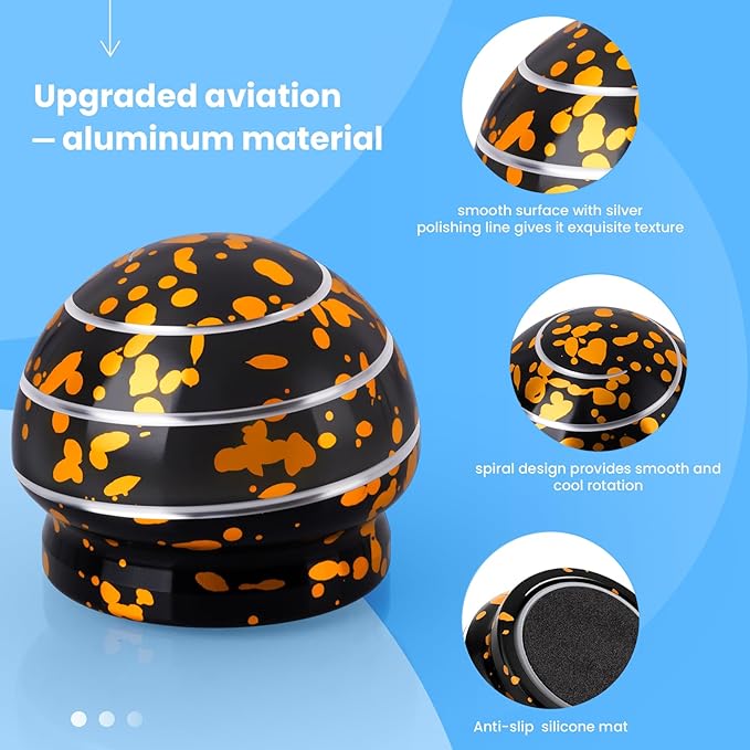 MAGICYOYO Kinetic Desk Toy Ball - Metal Fidget Spinner for Anxiety & ADHD Relief, Optical Illusion Spinning Toys for Adults, Parents - Ideal Gift for Office & Home (1.54'' , Black Golden)
