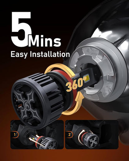 HIKARI WINGS 2026 40000LM H7 Fog Light, 45W Pure White 6000k Bulbs, Plug & Play IP68 Waterproof Pack of 2