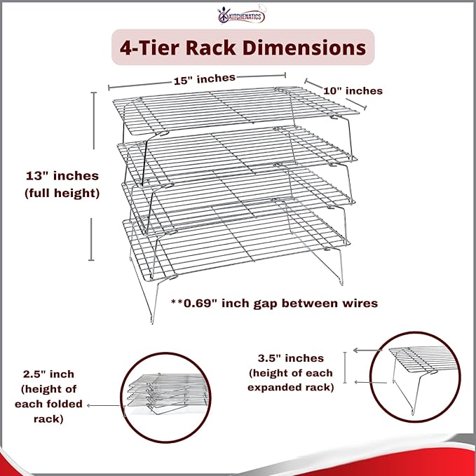 KITCHENATICS 4-Tier Stackable Cooling Racks