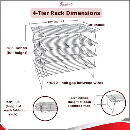 KITCHENATICS 4-Tier Stackable Cooling Racks