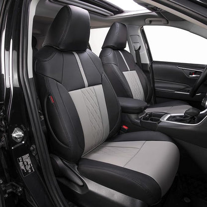 EKR Corolla Seat Covers Custom Fit for Toyota Corolla 2020 2021 2022 2023 2024 2025 2026 SE &2023-2025 XSE &2025 FX,Leather Car Seat Covers Full Set-Faux Leather(Black+Light Gray-1)