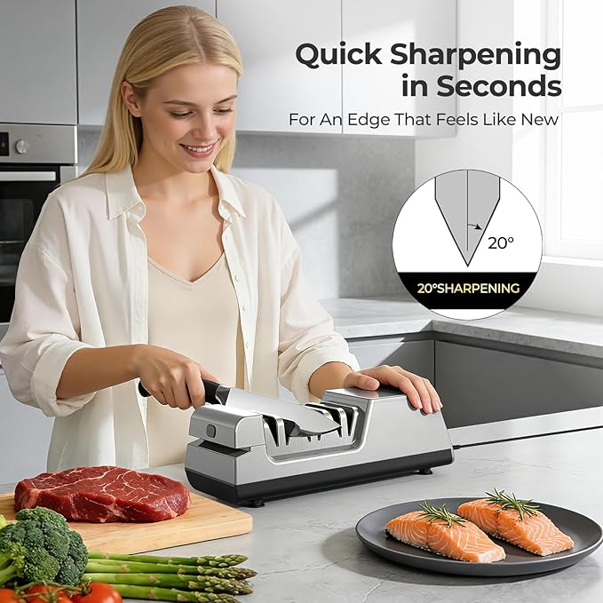 Narcissus Knife Sharpener, 3 Stages Diamond Electric Knife Sharpener