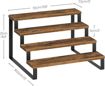 YATINEY Spice Rack, 4 Tier Wooden Display Riser Stand, Kitchen Storage Organizer
