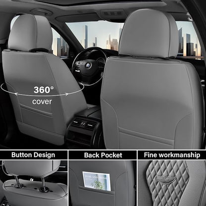 Coverado Seat Covers, Car Seat Covers Full Set, Gray Car Seat Cover, Car Seat Cushion Waterproof, Car Seat Covers Front Seats Back Seat Covers, 8839 Car Seat Protector Universal Fit Most Cars