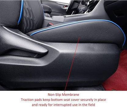 EKR Corolla Seat Covers Custom Fit for Toyota Corolla 2019 2020 2021 2022 2023 2024 2025 2026 Hatchback SE/XSE/Nightshade,Full Set Car Seat Cover for SUV-Faux Leather(Black with Blue Trim)
