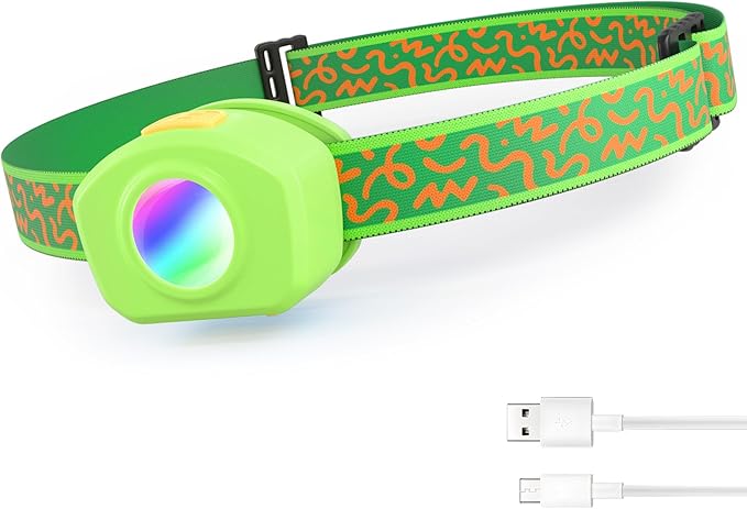 EverBrite LED Headlamp Rechargeable Kids Headlamp with RGB Mode and Adjustable Headband, 3 Modes Multicolor Headlamp for Camping, Reading, Exploring, Halloween, Christmas