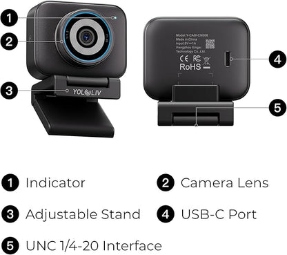 YOLOLIV YoloCam S3-4K Streaming Webcam, DSLR-Like Control, Cinematic Effects