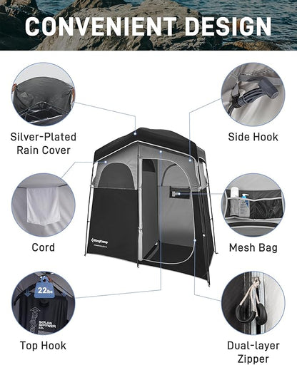 KingCamp Shower Tent, Portable Privacy Tent Outdoor Camping 1/2 Room Toilet Tents with Shower Bag & Dressing Room for Beach, Camping & Hiking