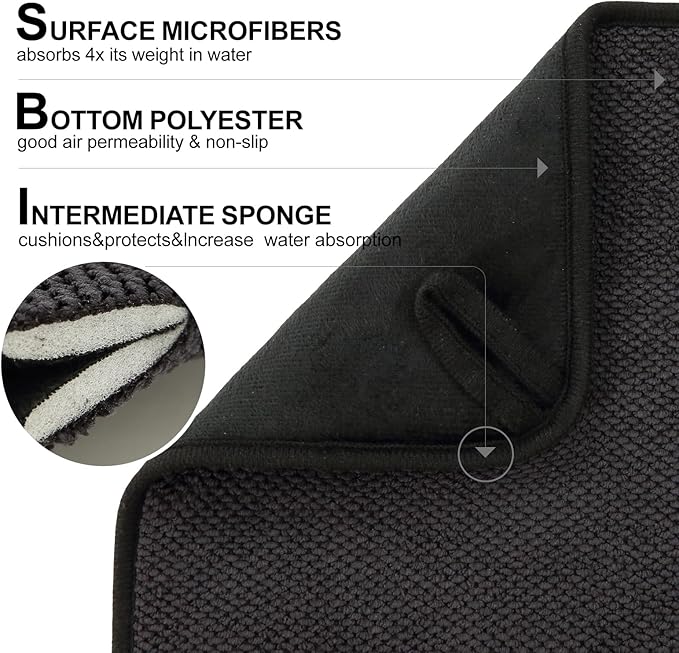 2 Pack Microfiber Dish Drying Mat