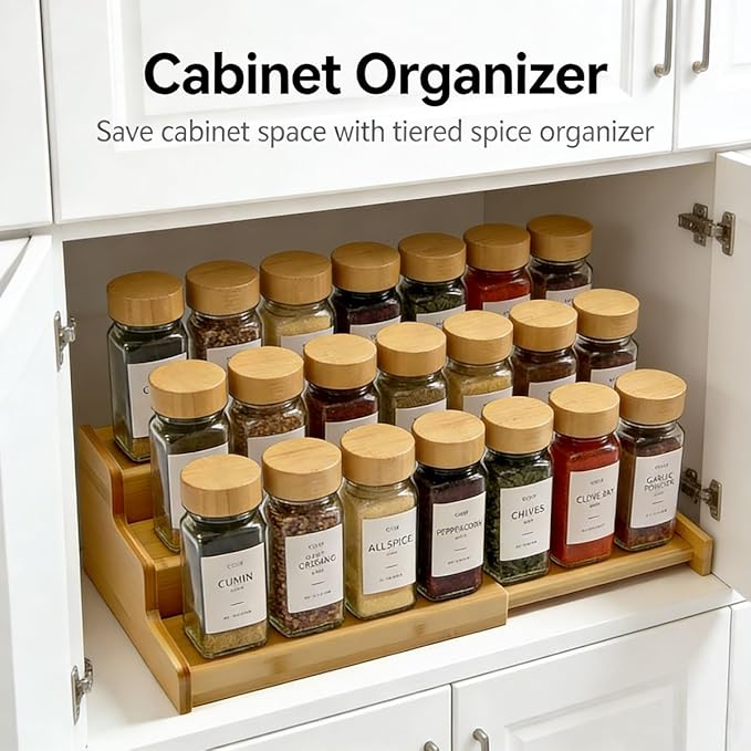 JinDoWin Spice Rack Organizer For Cabinet, Spice Organization For Cabinet
