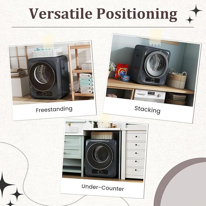 Auertech 1.5 Cu.Ft Portable Clothes Dryer, 850 W Front Load Electric Dryer