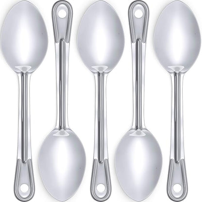 Super Strong, Ergonomic 11 in Serving Spoon 5 Pk. Big, Solid Stainless Steel Spoons for Cooking, Baking and Basting. Best Kitchen Flatware for Buffet and Banquet Service in Restaurants and Homes