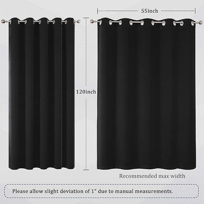 DUALIFE Black Blackout Curtain Panels/Drapes Solid Thermal Insulated Energy