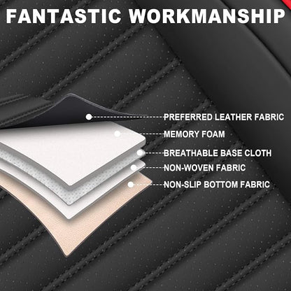 Seat Covers Fit for Nissan Rogue 2015-2026, Breathable and Comfortable Leather Car Seat Cover, Deluxe Waterproof Cushion Cover Auto Interior Accessories (Black Red)