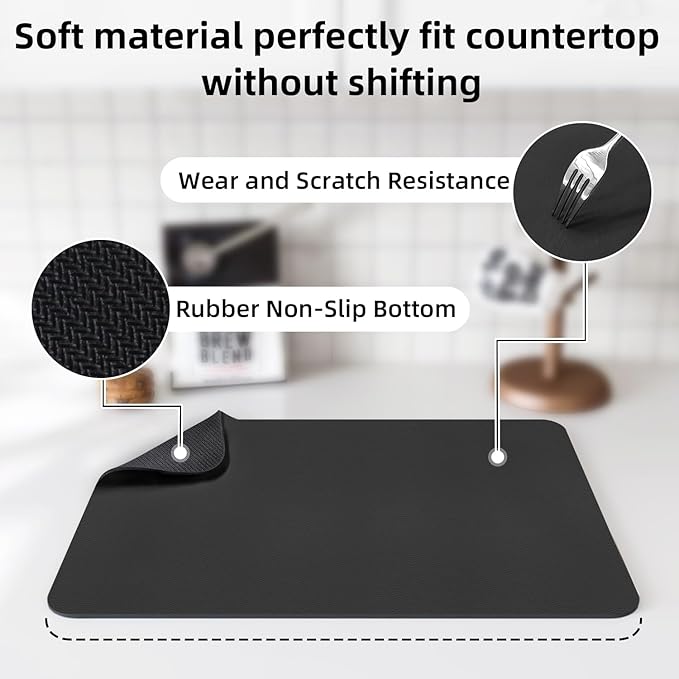 LOPNUR Kitchen Dish Drying Mat, Super Absorbent Dish Drying Pad, Diatomite