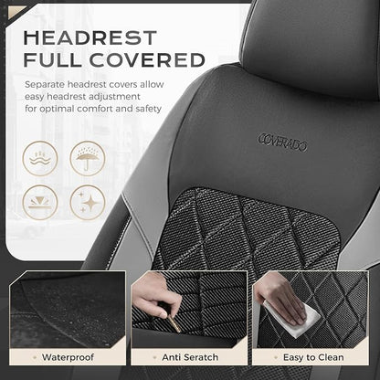 Coverado Car Seat Covers, Front Seat Covers, 2 Front Automotive Seat Cover, Mesh Breathable Seat Protectors, Universal Fit for Most Cars