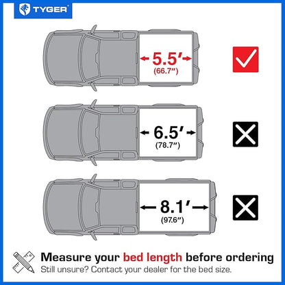 Tyger Auto T1X Soft Roll-Up in Fabric Truck Bed Tonneau Cover Compatible with 2022-2026 Toyota Tundra | 5.5' (67") Bed | TG-BC1T9062X