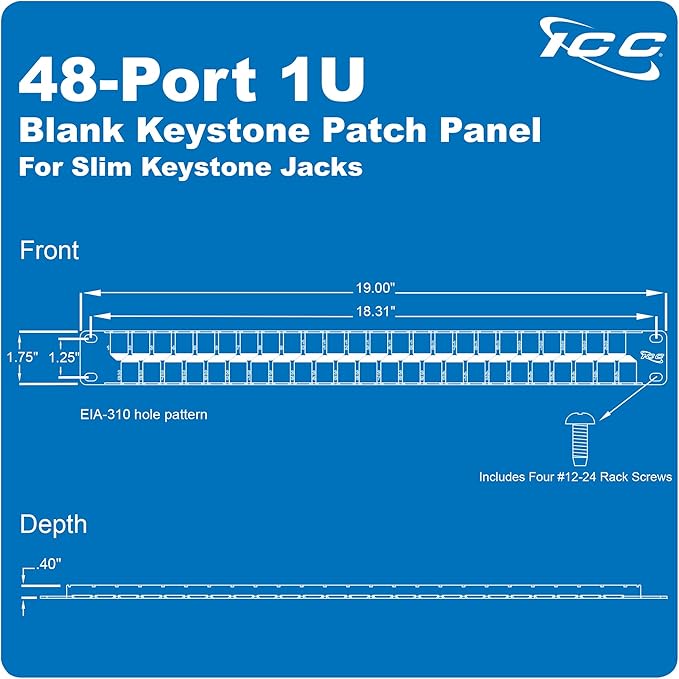 ICC 48 Port Blank Keystone 1U Patch Panel