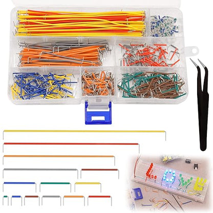 560pcs Breadboard Jumper Wires Kit - Preformed Wires (14 Lengths + 40 Each) with Precision Tweezer for Electrical DIY Experiments, Jumper Wires Male to Male 2 mm/0.08in-125 mm/4.9in