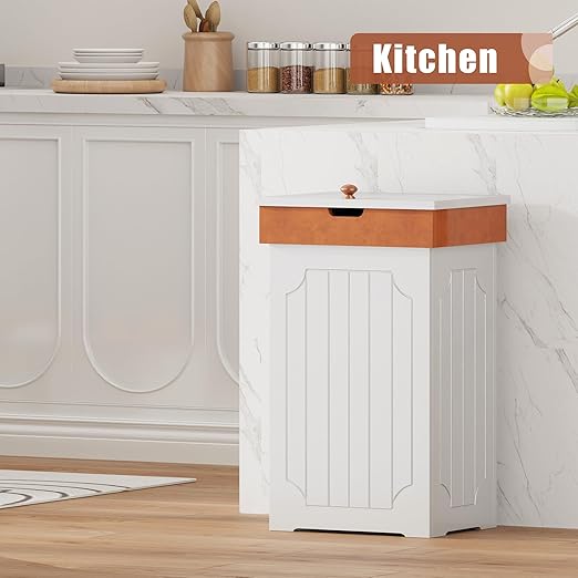 Function Home Trash Can Cabinet, 13 Gallon Kitchen Garbage Can, Wood Recycling