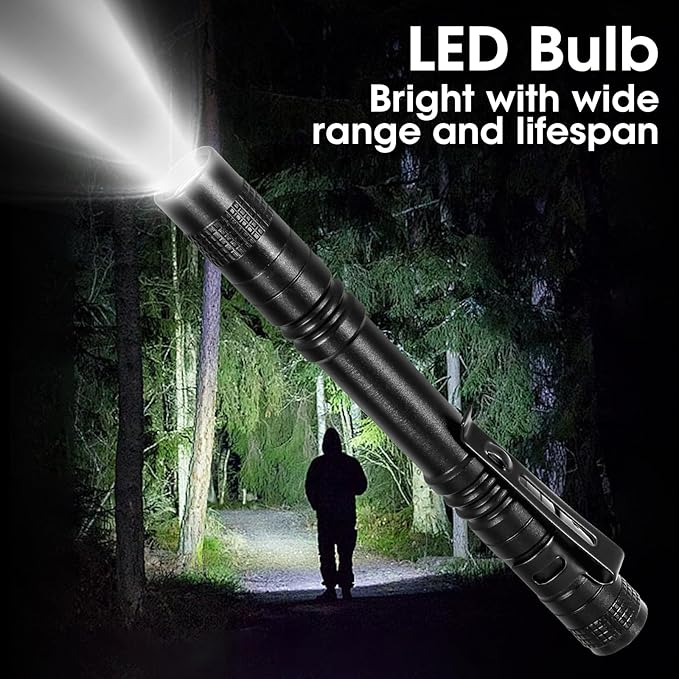 Pen Light Flashlight 2Pcs, LED Small Mini Pen Lights for Home, Emergency, Handheld Pocket Flashlights with Clip for Outdoor,Camping, IPX4 Waterproof Inspection Pen Flashlights