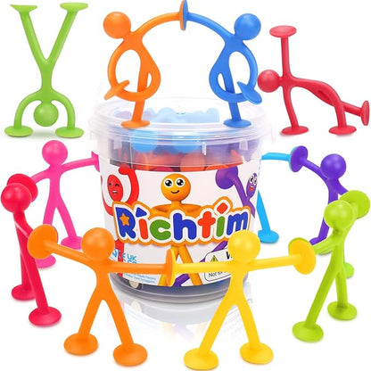 Richtim Kids Humanoid Suction Sensory Toys: 24 Pack Creative Suction Toy No Hole Bath Toy - Sensory Toys for Kids Travel - Calming Down for Boys and Girls
