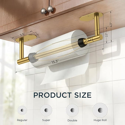 FORIOUS Paper Towel Holder Under Cabinet, One Hand Operable