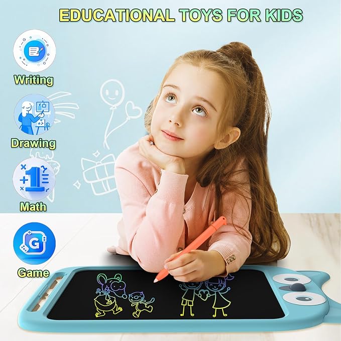 10 Inch LCD Writing Tablet, Erasable Doodle Board Toy, Cute Owl Drawing Pad for Kids Ages 2-6 - Educational Christmas Birthday Gift (Owl)