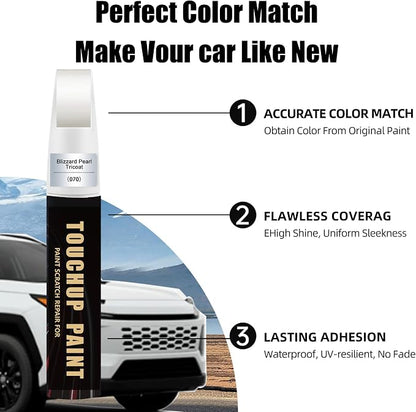Car Paint Touch Up Pen Compatible with Toyota Blizzard Pearl Tricoat(070), 2-In-1 Color Accurate Touch Up Car Scratch Repair Paint Match Toyota Series Automotive Scratch Remover for Nicks&Chips Repair