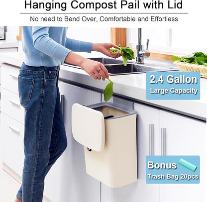 Tiyafuro 2.4 Gallon Kitchen Compost Bin