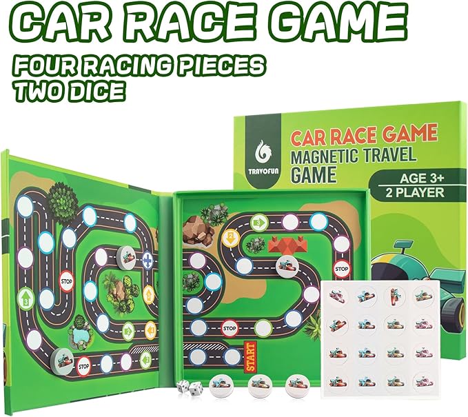 Magnetic Car Race Game for Kids 3-8 - Perfect Travel Toy for Toddlers - Fun Road Trip & Airplane Activity - Camping Game Essentials for Kid