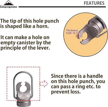 CAMPINGMOON Extension Pole Rod for Camping Lantern with Hole Punch for Empty Canister Z12/Z14 (Hole Punch + Extension Pole Rod (Z12/Z14))