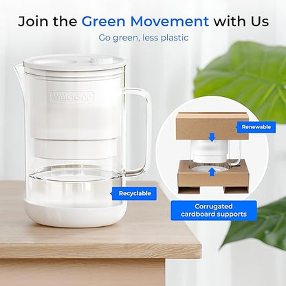 Waterdrop PT-09W 10-Cup Large Glass Water Filter Pitcher, Eco-Friendly