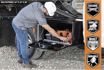 Buyers Products 1703310 Black Steel Underbody Truck Tool Box – 15 x 10 x 15 Inch - Truck Bed & Underbelly RV Storage Box, Locking T-Latch, Weather-Resistant, Heavy-Duty Flatbed Job Box, Made in USA
