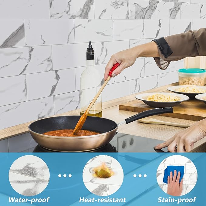 Art3d 102-Piece Faux Stone Peel and Stick Backsplash Tile, Waterproof Thick PVC