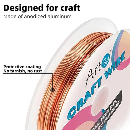 Art3d 18 Guage 120 FT Craft Wire for Jewelry Making, Beading, Sculpting, Gardening, DIY Project, Ornaments, 1 Roll - Copper