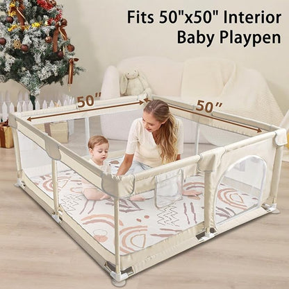 Baby Play Mat, 50x50 Playpen Mat, Thick Soft Foam Playmats for Baby, Foldable and Washable Crawling Mat for Floor (Orange Nature)