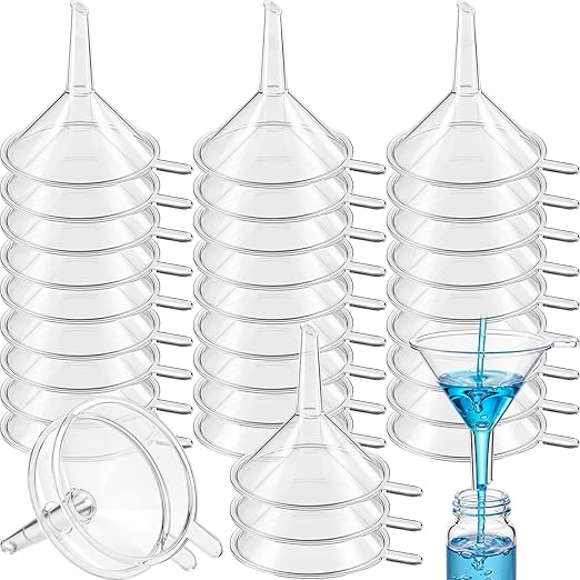 Hoolerry 100 Pcs Small Funnel for Filling Small Bottles Clear Plastic Mini