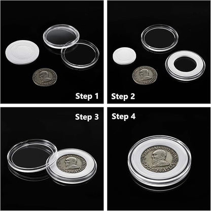 MUDOR 108 Pieces Silver Dollar Coin Holder,Storage Case with Lock for Collectors, 41mm Coin Collection Supplies,10 Size Gasket fits Cent,Nickel,Quarter, Morgan,Silver Eagle