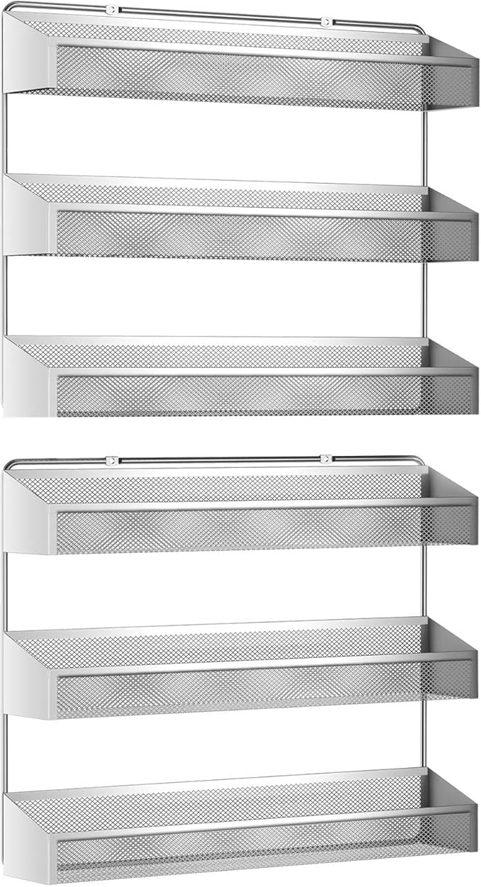 Auledio 2 Pack Spice Rack Organizer, 3 Tier Counter-top Stand or Wall Mounted