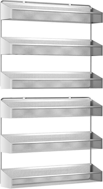 Auledio 2 Pack Spice Rack Organizer, 3 Tier Counter-top Stand or Wall Mounted