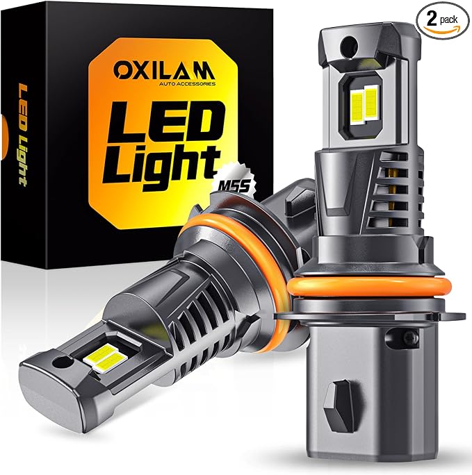 OXILAM 9004/HB1 LED Light Bulbs, 1200% Brighter 60000LM 6500K Cool White, Wireless, Anti-Flicker, IP68 Waterproof, 70,000Hrs, 1:1 Mini Size, Compatible with Cars SUVs Trucks, Pack of 2