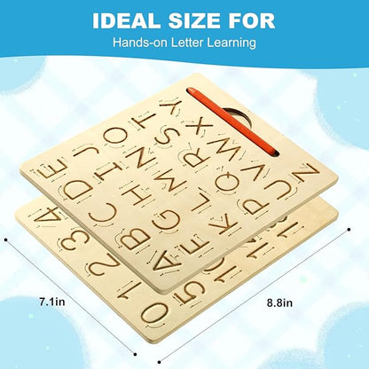 Learn to Write - Number & Letter Tracing Boards for Kids Ages 3-8 Wooden Alphabet Learning Montessori 3 Year Old Toddler Writing Tools Beginners - Homeschool Preschool Classroom Must Haves